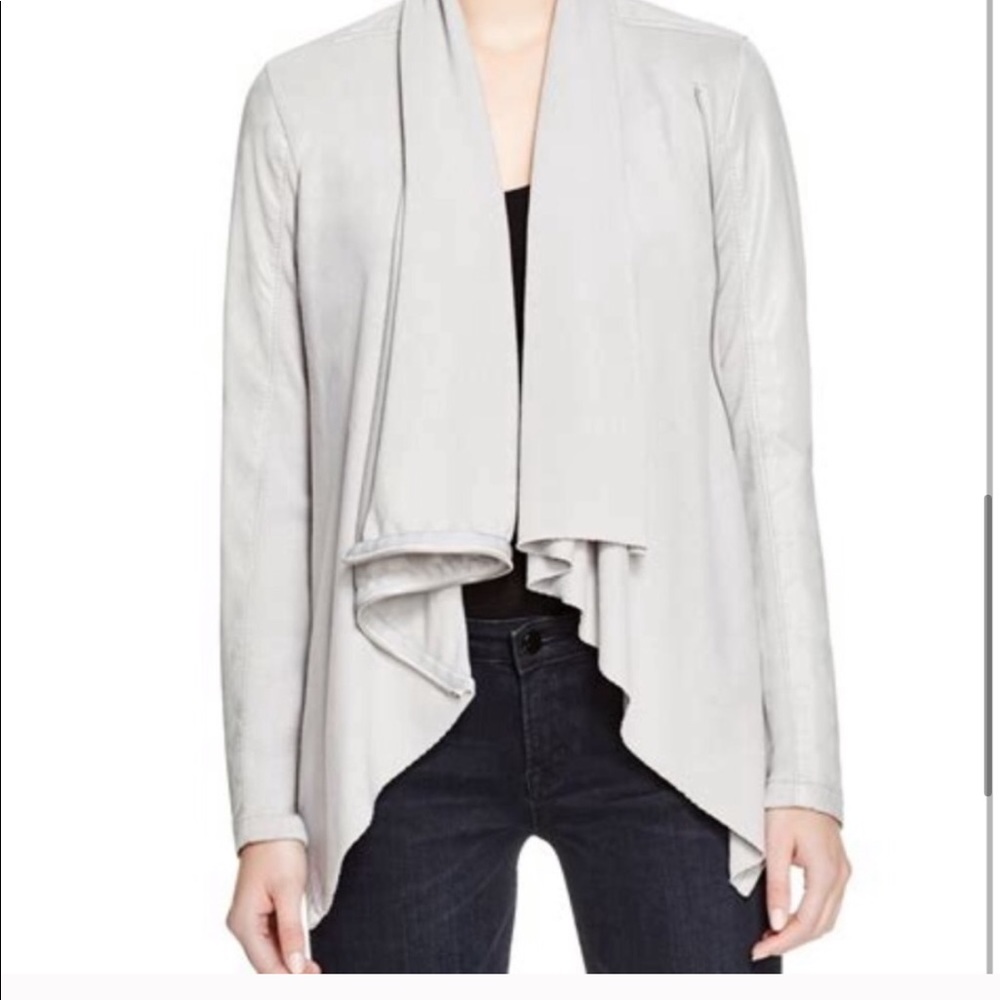Light Grey Drape Front LeatherJacket